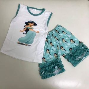Jasmine cute sleeveless top ruffle shorts outfit